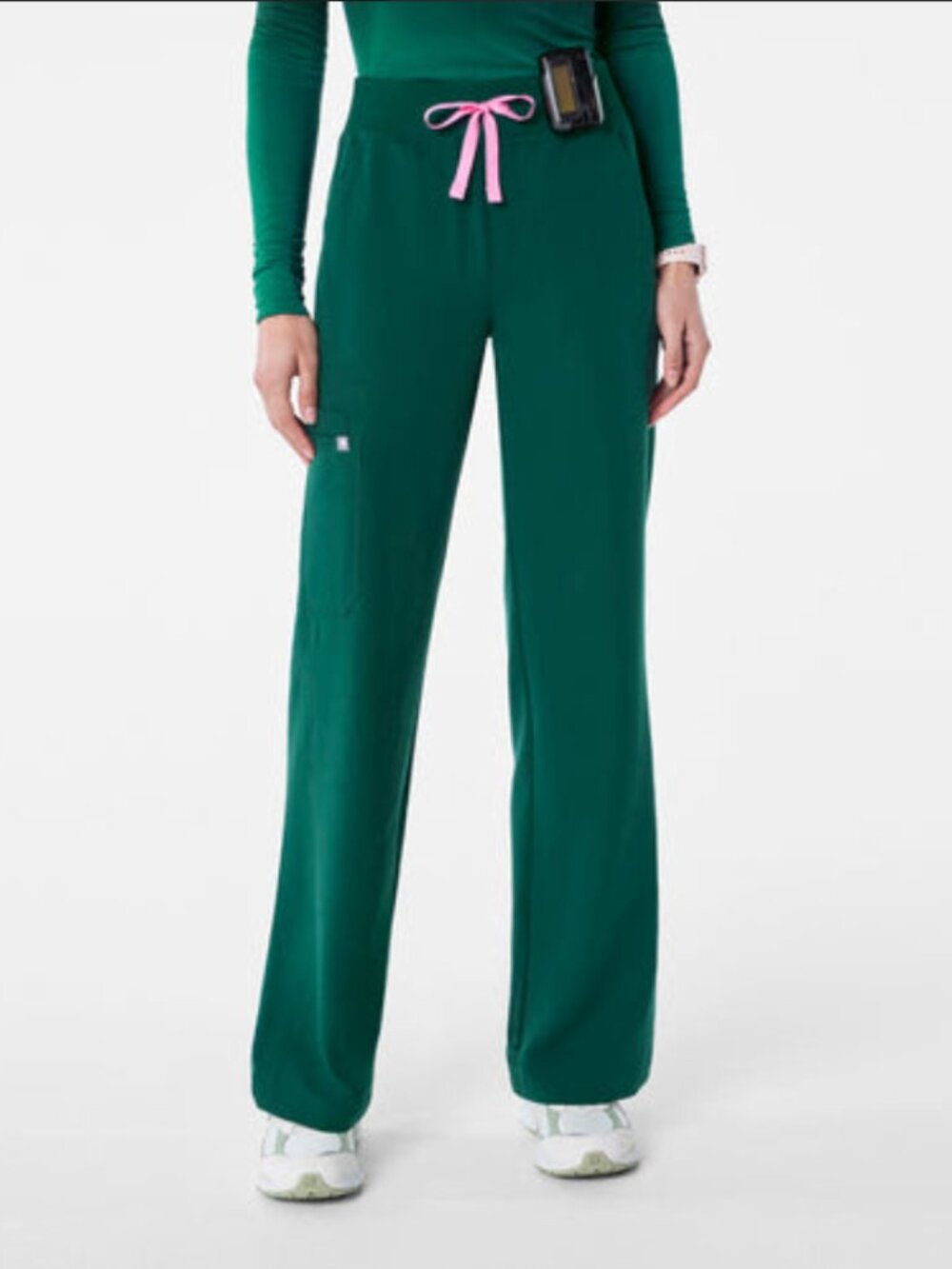 Figs Forest Green High Waisted Isabel Wide Leg - Scrub Pant - Small